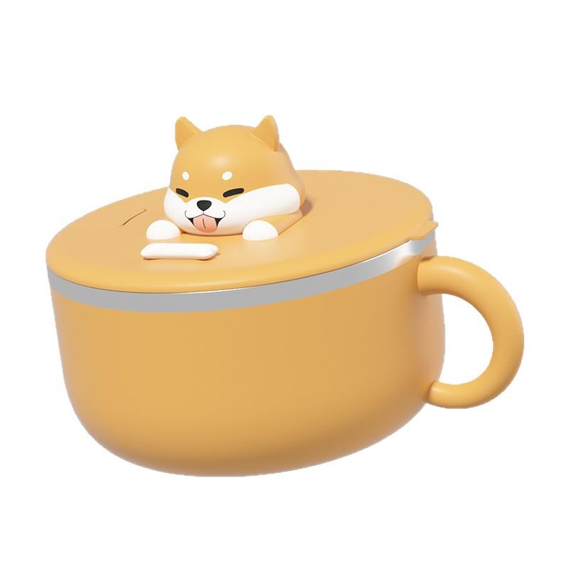 Creative Stainless Steel Rice Bowl & Chopsticks Set: Cartoon Style, Ideal for Dormitory & Outdoor Use