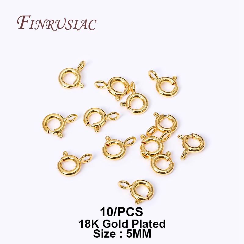 Brass Round Spring Ring Clasp Crimp Beads End Beads Findings For DIY Jewelry Making 14K/18K Gold Plated U-shaped Protective Tube