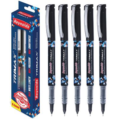Reynolds Trimax 0.5mm Needle Point Liquid Gel Pens - Pack of 5 Black Ink