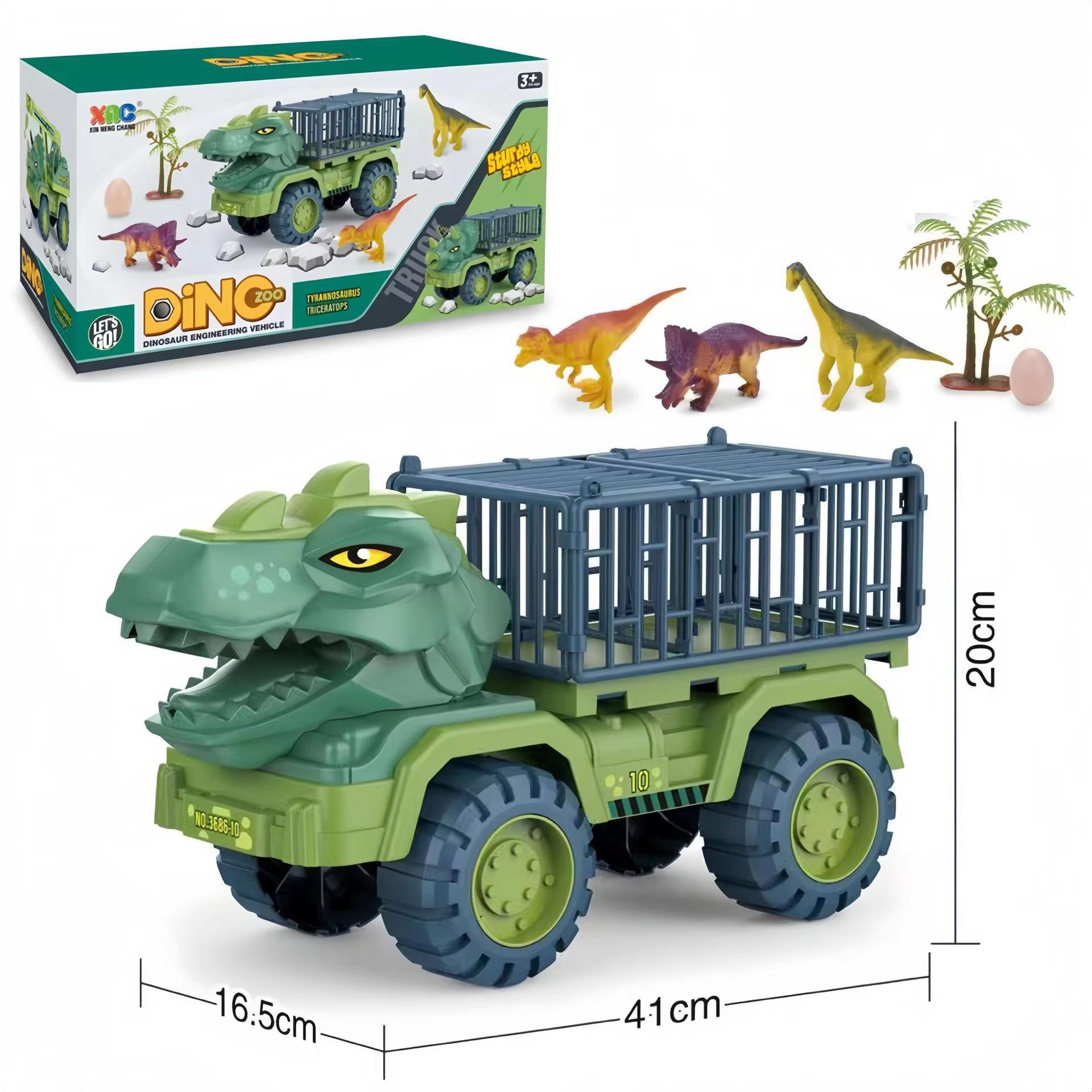 

New Large Dinosaur Transporter Set Simulation Tyrannosaurus Rex Truck Model Children s Inertia Car Toy Birthday Christmas Gift зелёный