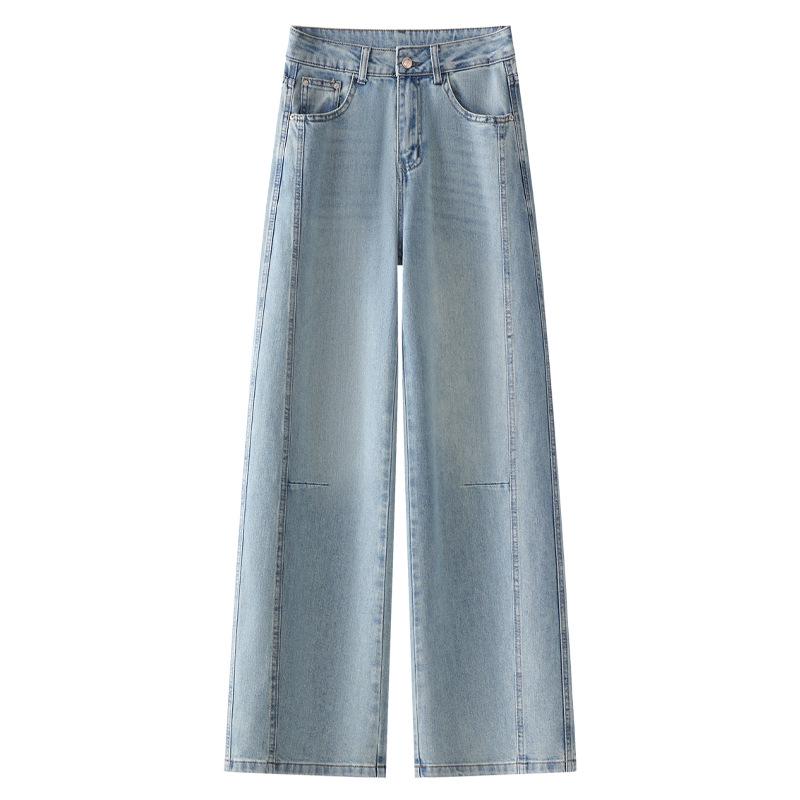 

Женские светло-голубые джинсы прямого кроя в стиле ретро, прилегающего силуэта - Коллекция весна/осень 2025 2XL светло-синий