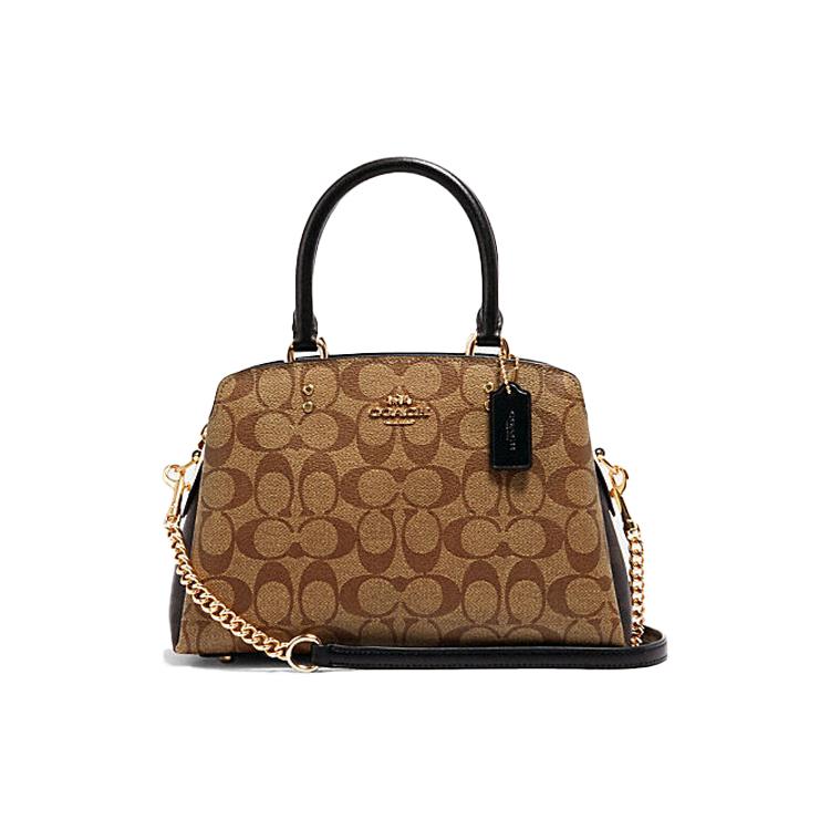 New COACH Lillie Coated Canvas With Leather Shoulder Bag Crossbody Bag Handbag Medium Size Women's Khaki Monogram C1786-IMNOX