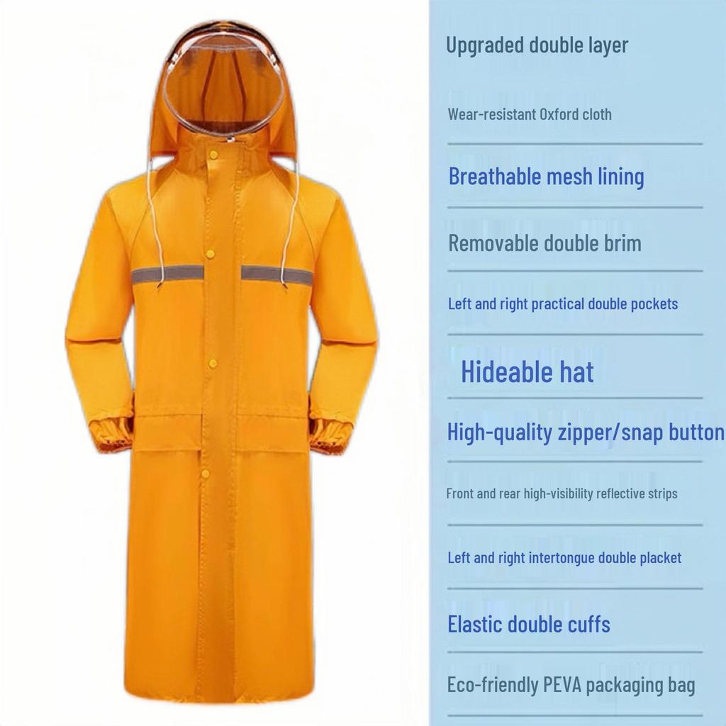 New Fashion Full-Length Outdoor Raincoat - Extended Hiking & Cycling Windbreaker