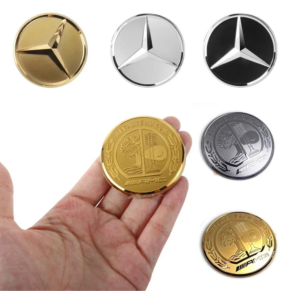 For Mercedes Benz W211 W203 W204 W210 W124 AMG W202 CLA W212 W205 3D Aluminum Car Styling Steering Wheel Badge Sticker Accessory