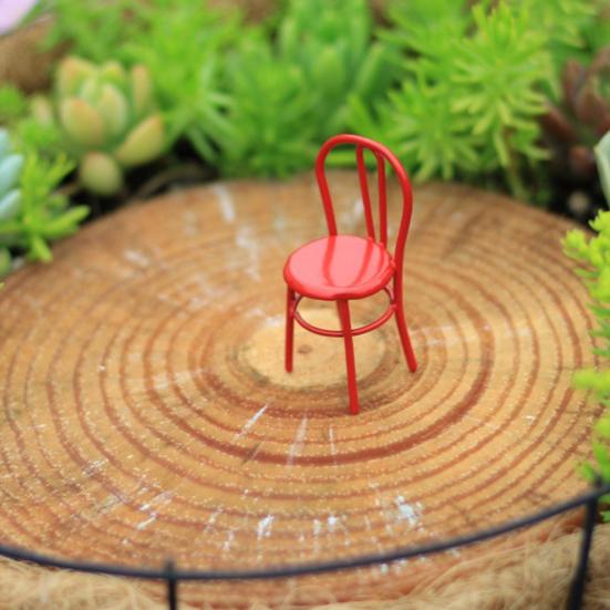 Miniature Chair, Tiny Metal Round Chair, Realistic Furniture Miniature, Mini Collectible Chair for Doll Mansion Miniature Rooms