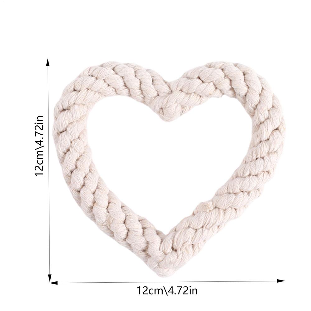 Small Cotton Rope Dog Chew Toy Creative Heart Shaped Pet Chew Toy Bite-resistant Fun Cat Training Teething Toy Pet Supplies белый