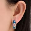 User Friendly Ceramic Ear Clip Blue Floral Pattern Dangle Earring Sturdy Copper Material Office And Casual Accessory