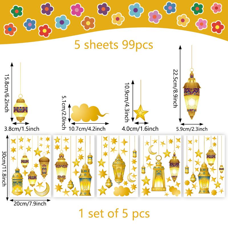 Ramadánové samolepky na zeď Islámské muslimské samolepky na zeď Eid Mubarak Ramadánová lucerna Měsíc Hvězda Dekorace na okno Pro domácí dekorace