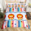Cute Cartoon Animals Bedding Set TwinKawaii Elephant Lion Print Duvet Cover for Kids Boys Bedroom DecorBoho Trees Quilt Cover
