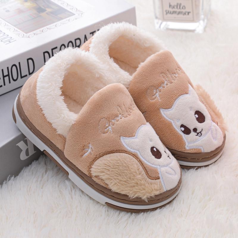 Slippers Fashion Girls Toddler Winter Warm Shoes Casual Home Gear Baby Boy Antislip Sole Loafers Cartoon Squirrel Kids Footwear