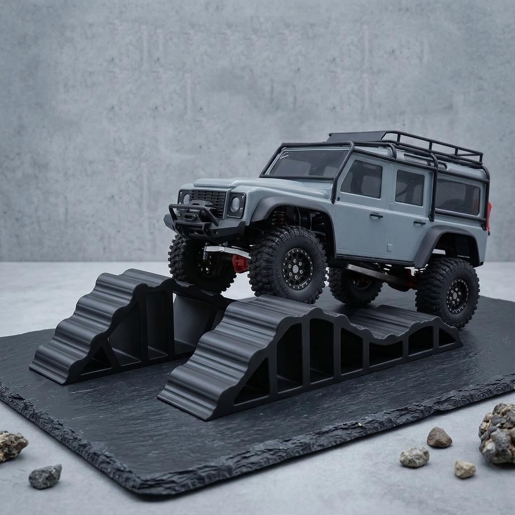 2PCS RC Climbing Curved Obstacle Plastic RC Car Obstacle Set for TRX4M SCX24 FCX24 1/18 1/24 Scale Crawler Car