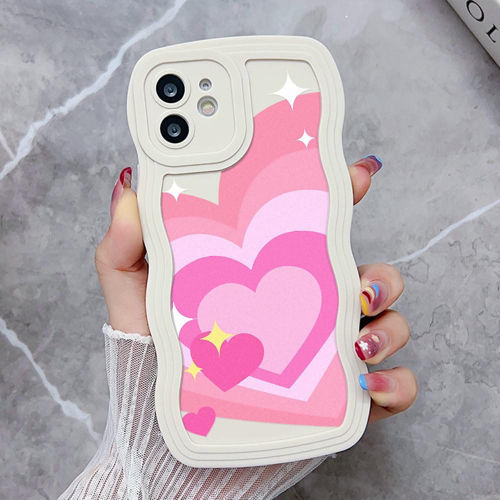 Silicone Phone Case For iPhone 11 6s SE 2020 16 7 8 Plus 13 15 14 Pro Max 12 XR Wave Shockproof Soft Love Heart Cover Funda