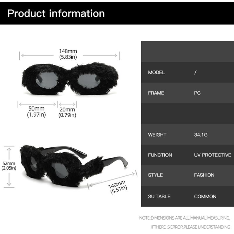 Soft Full Woollen Punk Sunglasses Women For Men Trend Fur Velvet Pink Sun Glasses Sexy Lady Luxury Brand Designer Eyeglasses