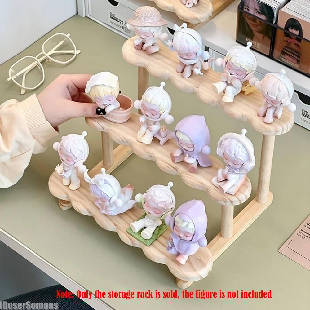 Figures Display Wooden Stand Flower Shelf Organizer Cabinet Cute Dolls Storage Rack Holders Decoration for Home Office