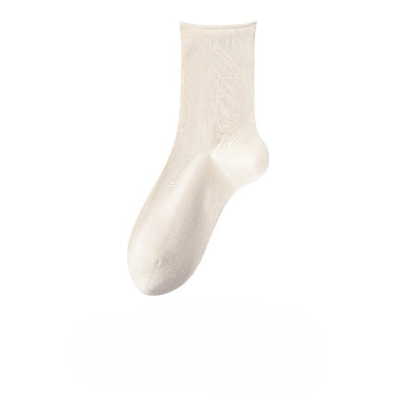 Pure Cotton Socks - Children's Summer Lightweight Rolled-edge Unlined Postpartum Socks - 100% Cotton Anti-odor Mid-calf Women's Socks
