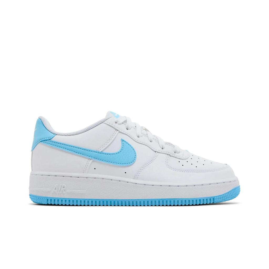 Nike Air Force 1 Grade School 'White Aquarius Blue' (Unisex) White / White / Aquarius Blue Kids' Skateboarding Shoes FV5948 107