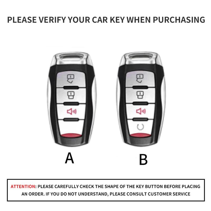 Leather Car Key Case Cover For Great Wall Poer Haval H6 GWM Ute Cannon Pao P Series Key Holder Protector Shell Auto Accessories