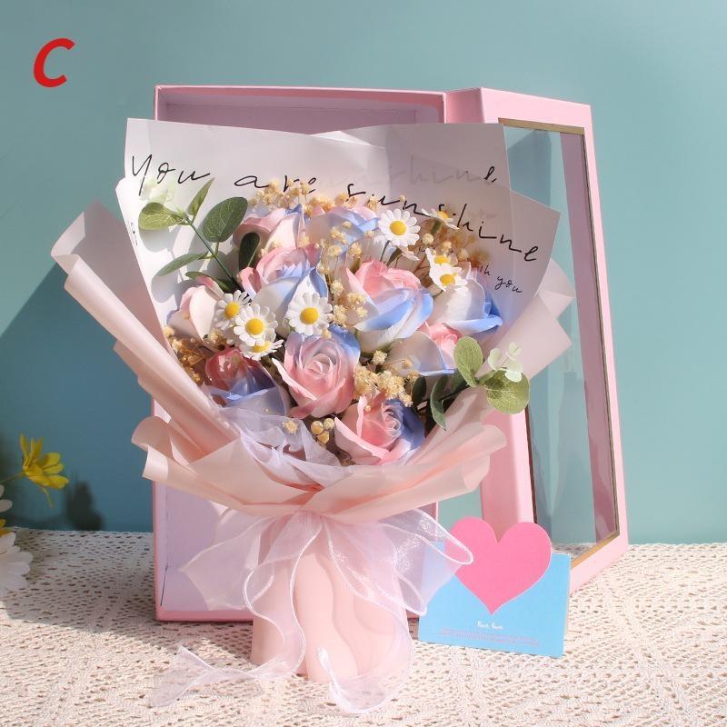 

Букет из мыла с розами, искусственные свадебные цветы, подарок на день матери, выпускной букет с упаковочной сумкой, подарок на день святого Валентина