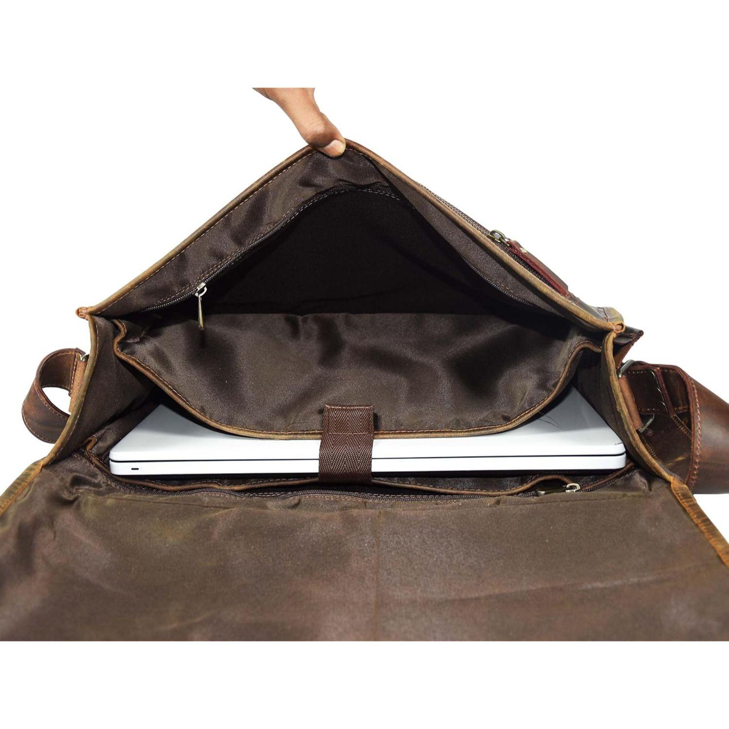 кожа 16 дюймов кожа винтажная деревенская сумка через плечо курьерская сумка сумка — фото 4