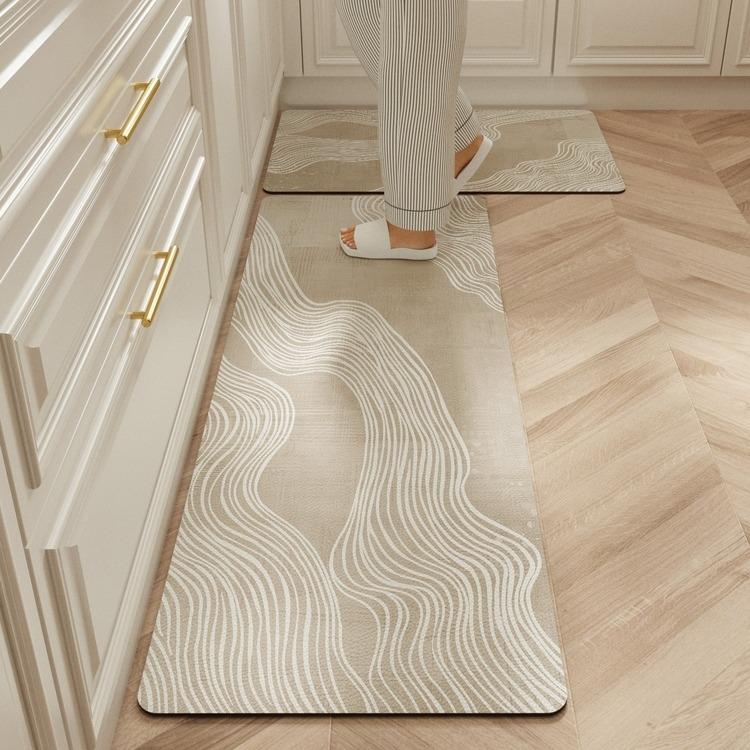 

Carpet for Kitchen Waterproof Floor Mat Beige Carpets Pvc Leather Non-slip Oil-proof Long Foot Mats Home Decoration Rug Balcony 1pc 50x80cm