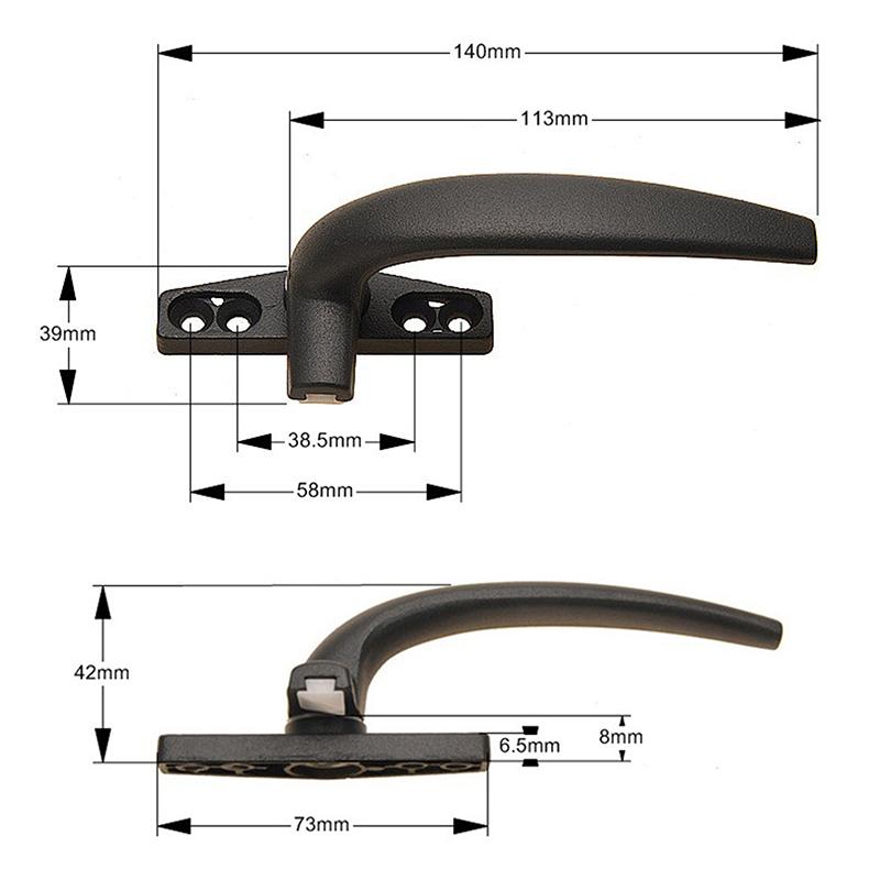 Thickenin Aluminum Alloy Window Handle Push Out Swing Door And Window Single Point Handle Window Lock Seven Character Handl