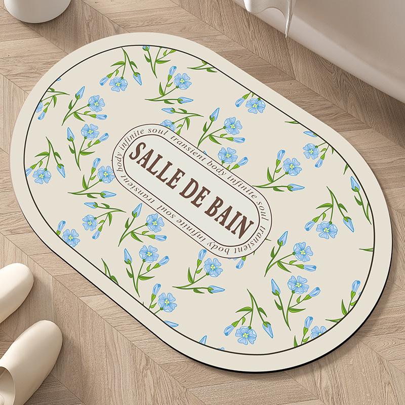 American Floral Diatomaceous Earth Bath Mat - Dirt-Resistant, Easy-Clean, Water-Absorbent, Fast-Drying.