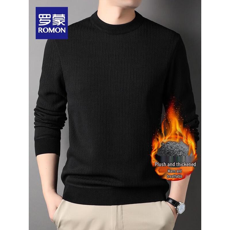 Luomeng Men s J3338 Round Neck Knit Pullover M