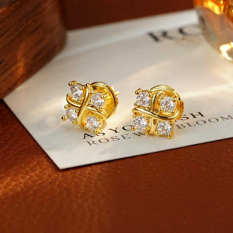 

Нишевые Минималистичные Квадратные Серьги-Пусеты с Цирконом - Мода в Холодном Стиле, Легкая Роскошь, Изысканный Дизайн, Супер Блестящие Украшения для Ушей. 18K