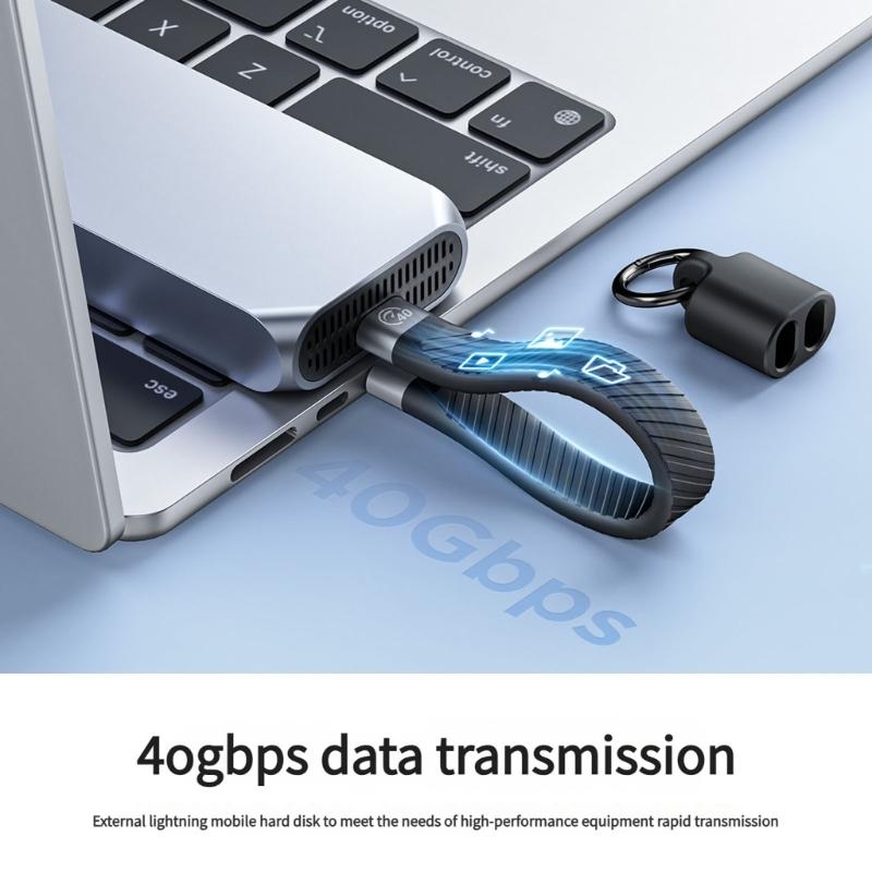 Portable USB C Keychain Charging Cord 10Gbps Data Transfer 8K/4K Display Universal Compatibility for Laptops Phones