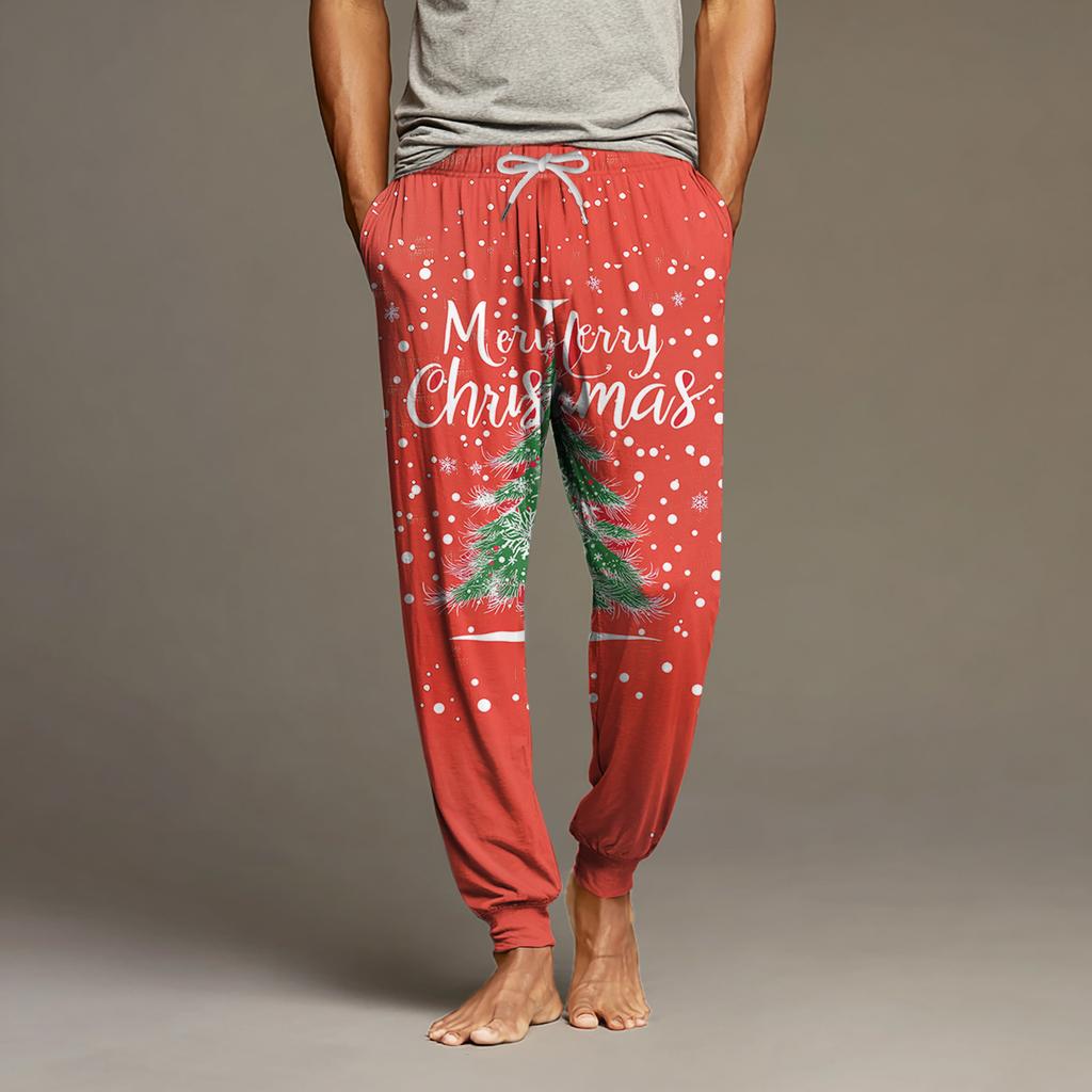 Herre Snøring Lomme Mansjett Fritidsbukser Hjem Sovebukser