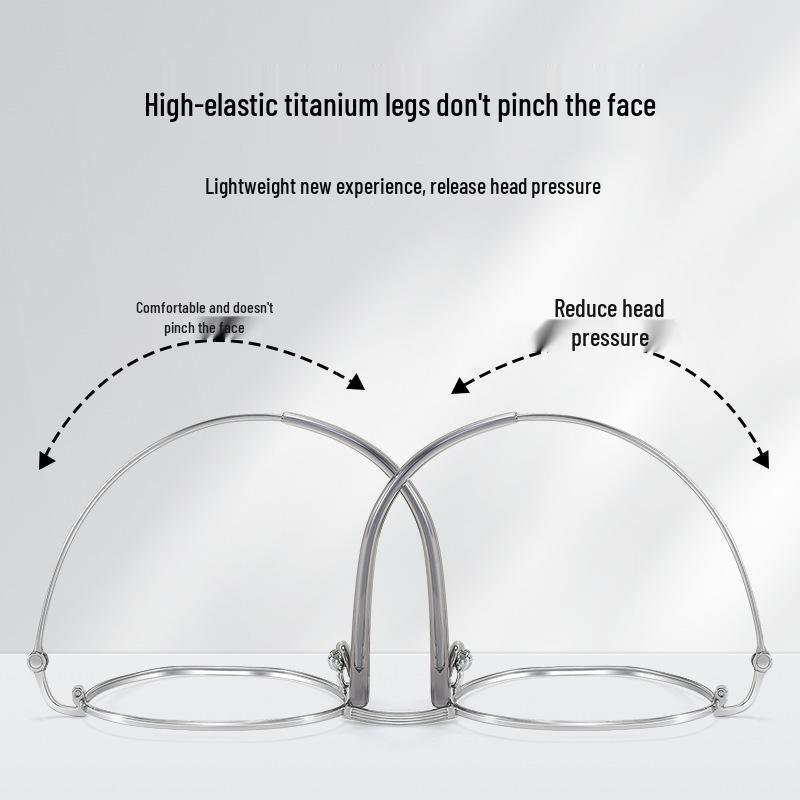 Polygonal Silberne Brille im koreanischen Stil für kurzsichtige Frauen, Ultra-Leichter Rahmen aus reinem Titan, Ideal für runde/eckige Gesichter, Modell 18080.
