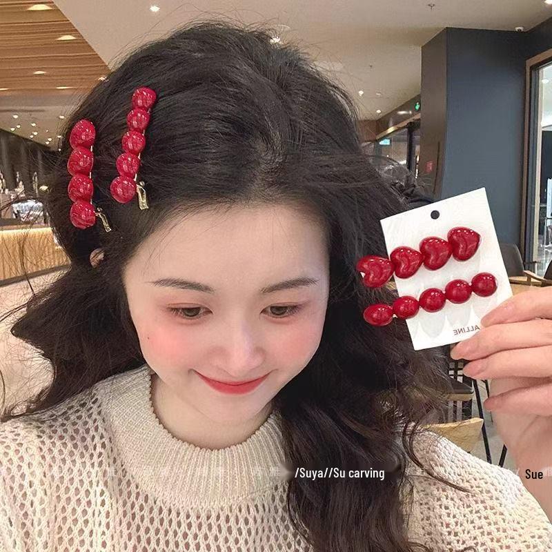 Ancola Red Heart Seamless Hair Clip for Side Bangs