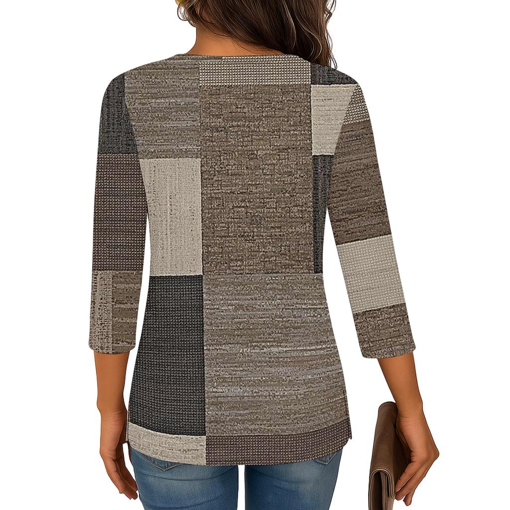 3/4-Ärmel-Shirts für Damen Print Grafik-T-Shirts Blusen Lässig Übergröße Basic Oberteile Pullover