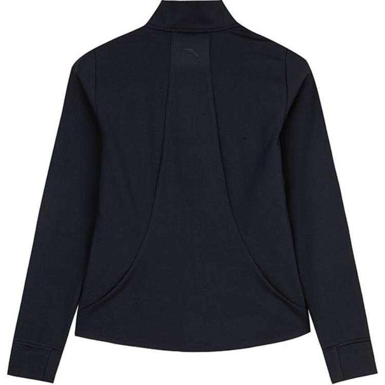 Anta Plain Stand Collar Zipper Long Sleeve Jacket Women Jackets Black 962437708-3