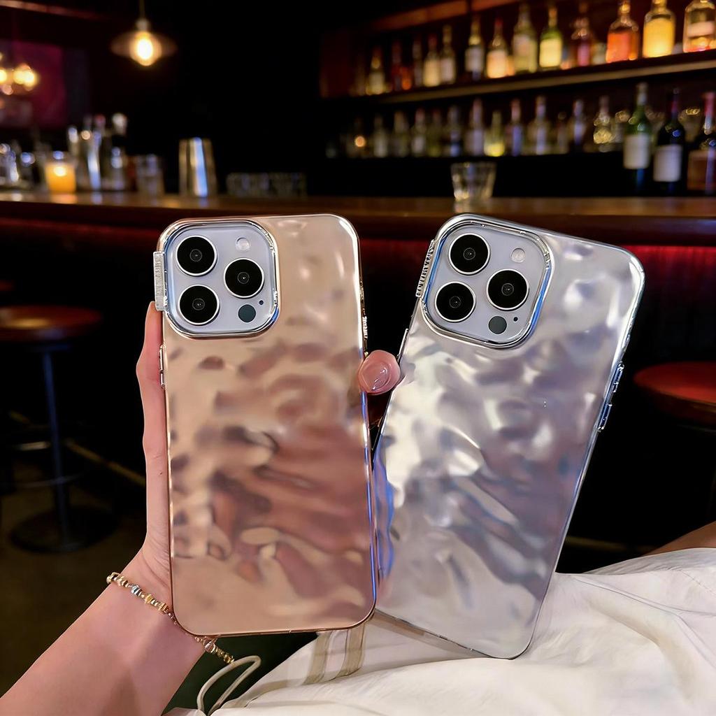 Laser Wave Pattern Mirror Case for iPhone 16, 17, 14Pro, and Apple 15