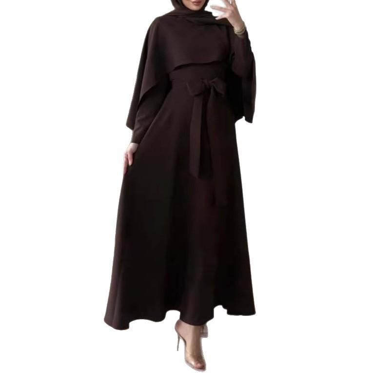 Cross-border Europe, America, Amazon Autumn New Women's Clothing Fashion Temperament Shawl Simple Long-sleeved Long Dress Two Pieces
