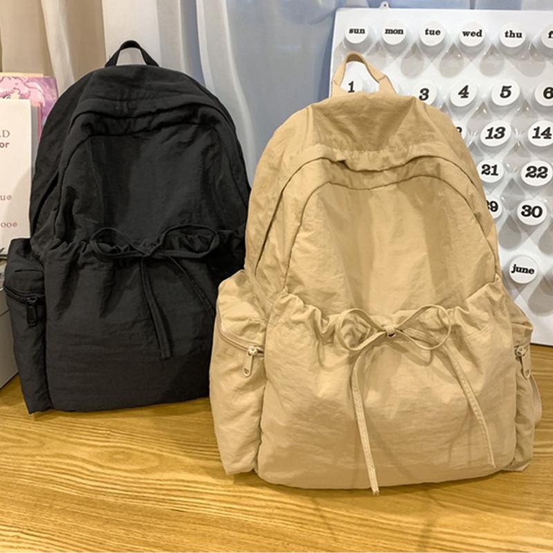 1pcs Women's backpack Drawstring Solid Color Backpacks Design Women's Soft Solid Color Simple Versatile Backpack