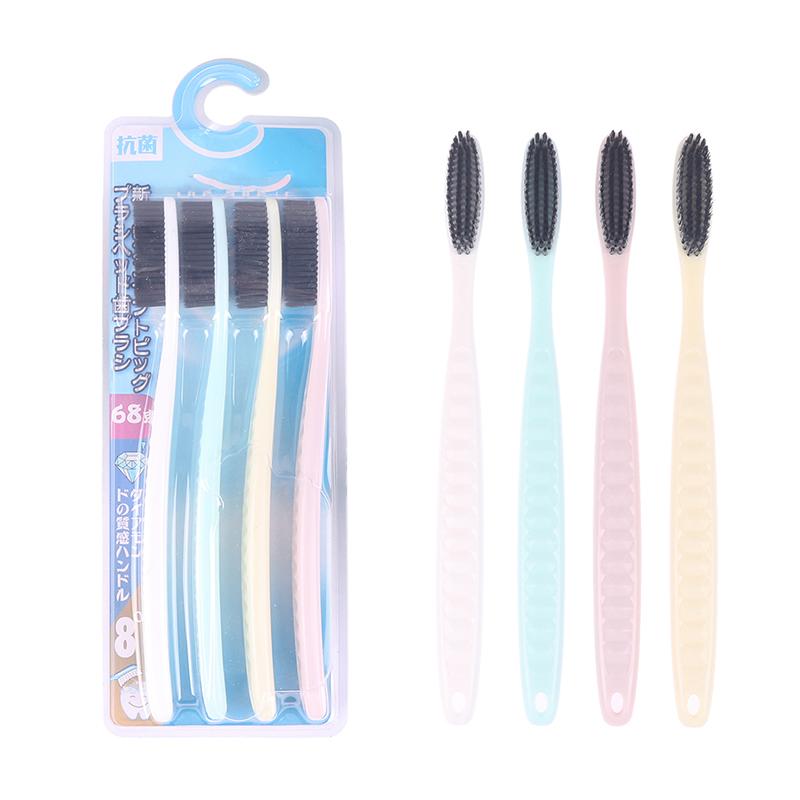 

4Pcs Colorful Unisex Soft Long Head Adult Big Head Toothbrush Comfortable Soft Oral Cleaning Teeth Brush Manual Toothbrush Set