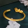 Bracciale Aperto Vintage con Carattere Fu a Forma di Zucca: Bracciale da Donna Stile Tendenza Nazionale Cinese Oro Sabbia Fu Lu