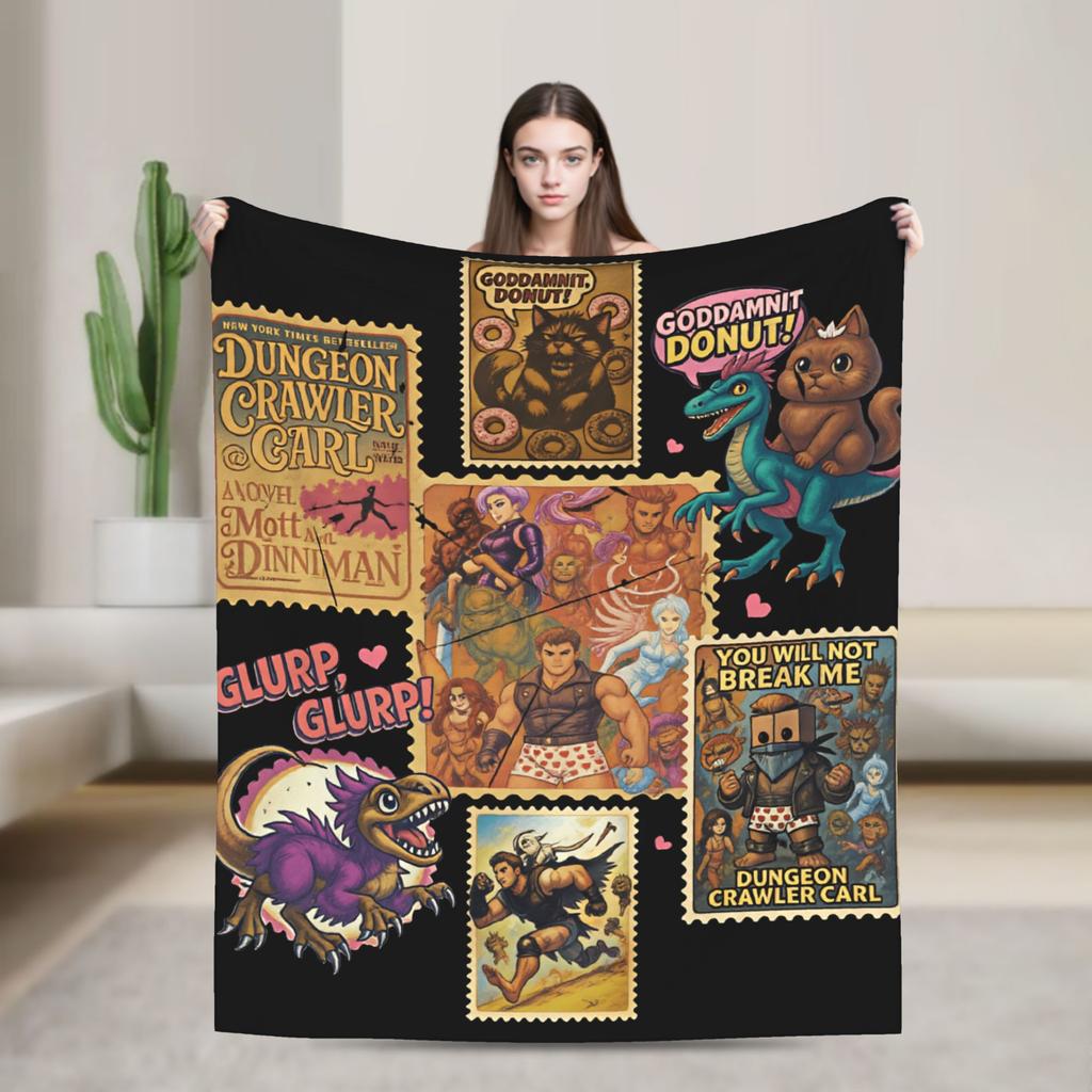 Dungeon crawler carl Princess Donut and Mongo Poster Soft Blanket For Couch Bed Funny Throw Blanket Spring Flannel Bedspread