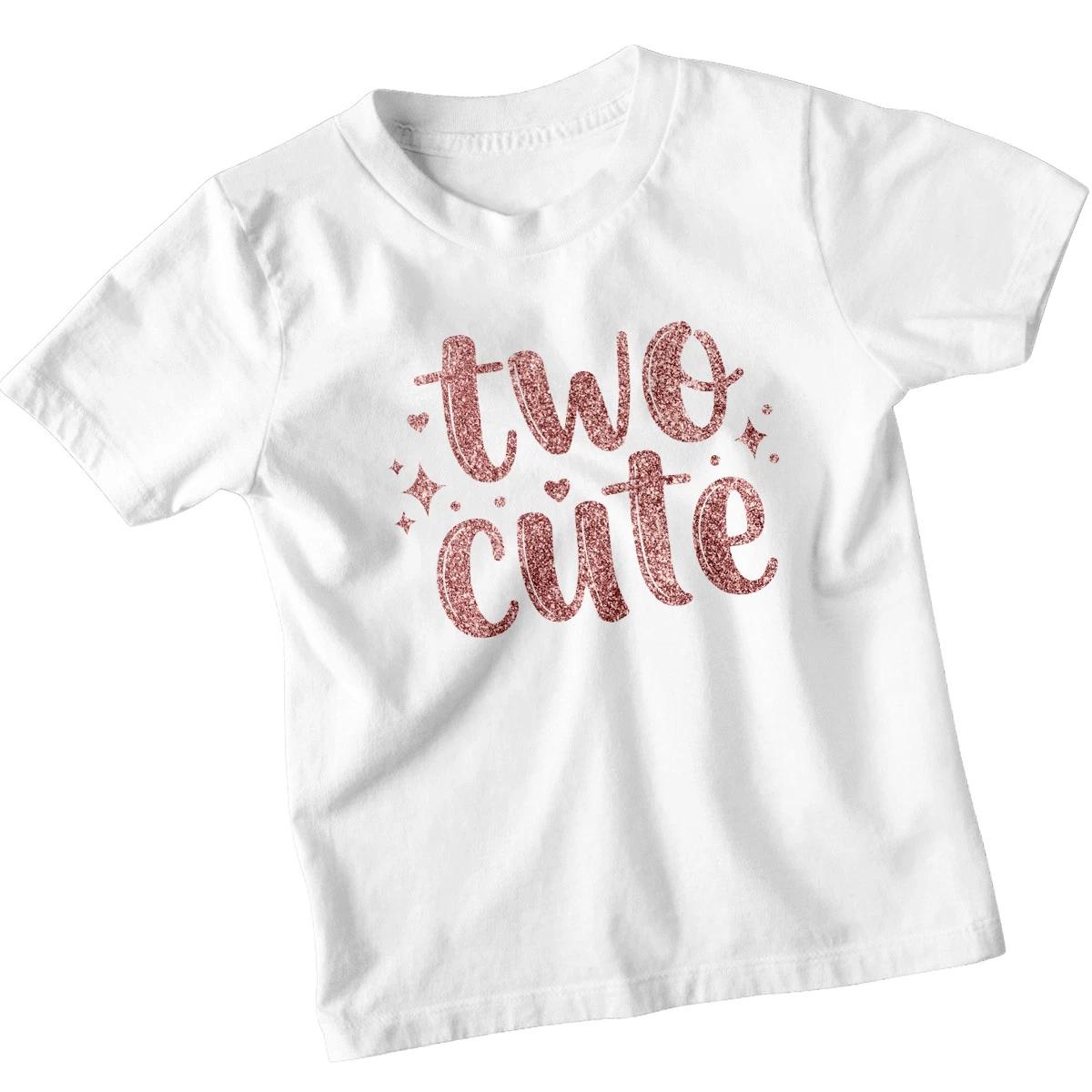 Two Cute Second Birthday Girls T-shirt Kids Age Milestone Tee M
