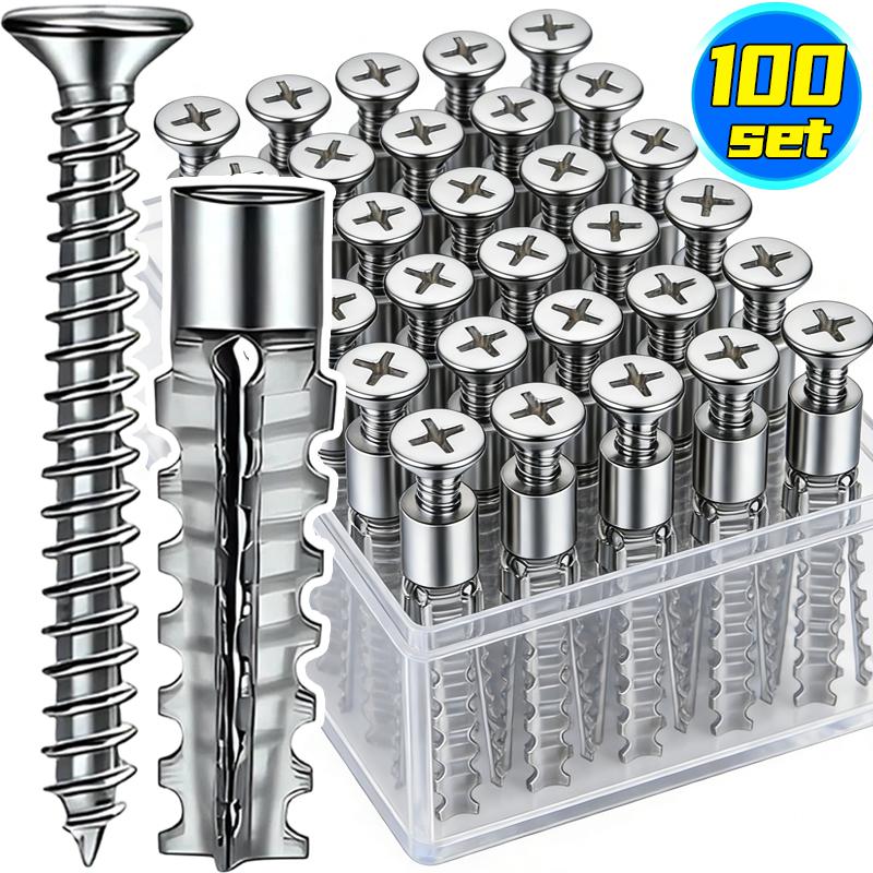 Metal Expansion Tubes Screw Hollow Walls Drywall Anchors Bolt Kit Serrated Self Tapping Screws Fixing Fasteners Drilling Plugs
