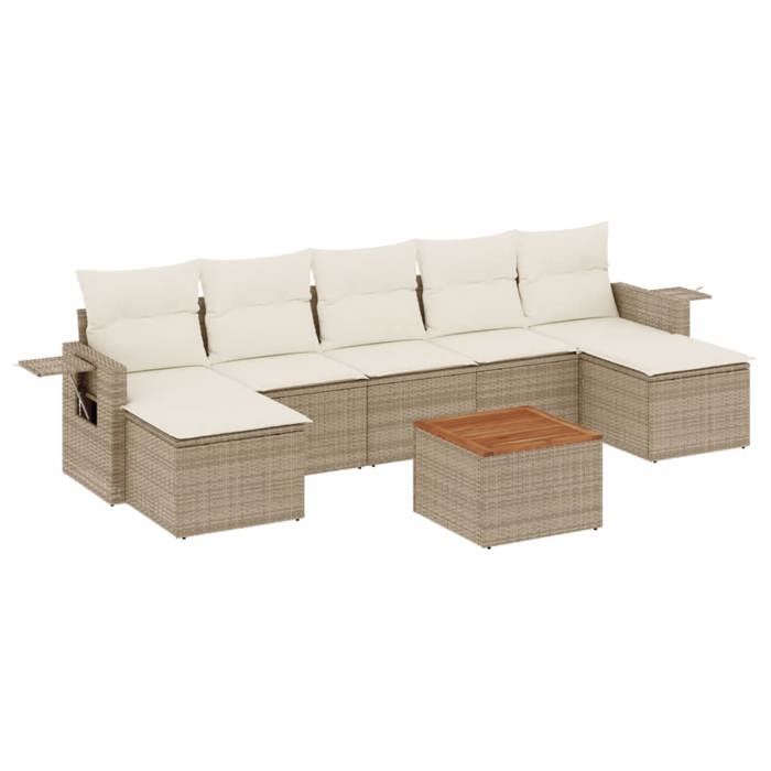 VidaXL Salon de Jardin avec Coussins 8 pcs, Canapés de Terrasse, Ensemble de Meubles de Patio, Mobilier d'Extérieur, Beige 3257024