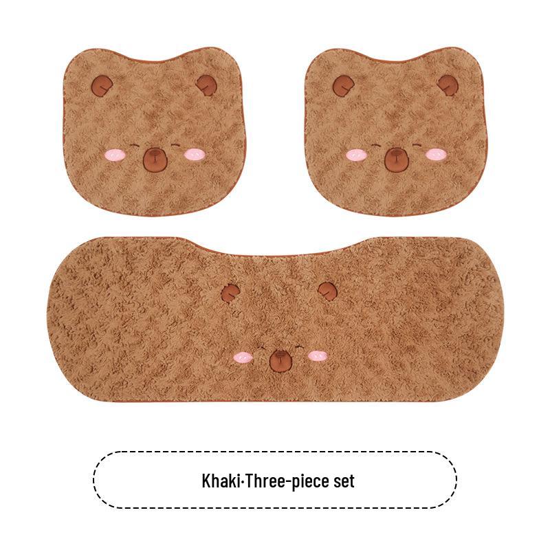 Cartoon Cute Capybara Winter Plush Car Seat Cushion for Cadillac CT5, Aoge XT4, XT5