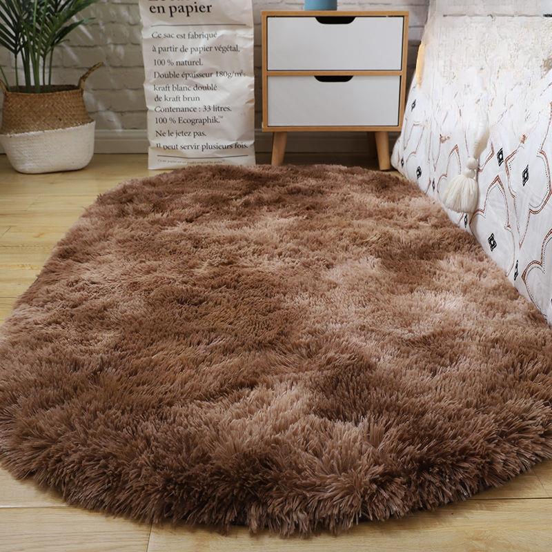 Oval Fluffy Carpet Shaggy Rug Bedside Mat Cute Colorful Living Room Rug Long Hair Carpet Home Decoration