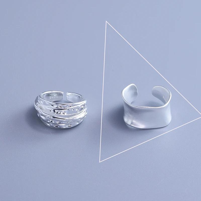 Nepravidelný prsten ze stříbra 925 pro ženy Geometrie Univerzální Minimalismus Doplňky Šperky Dárek