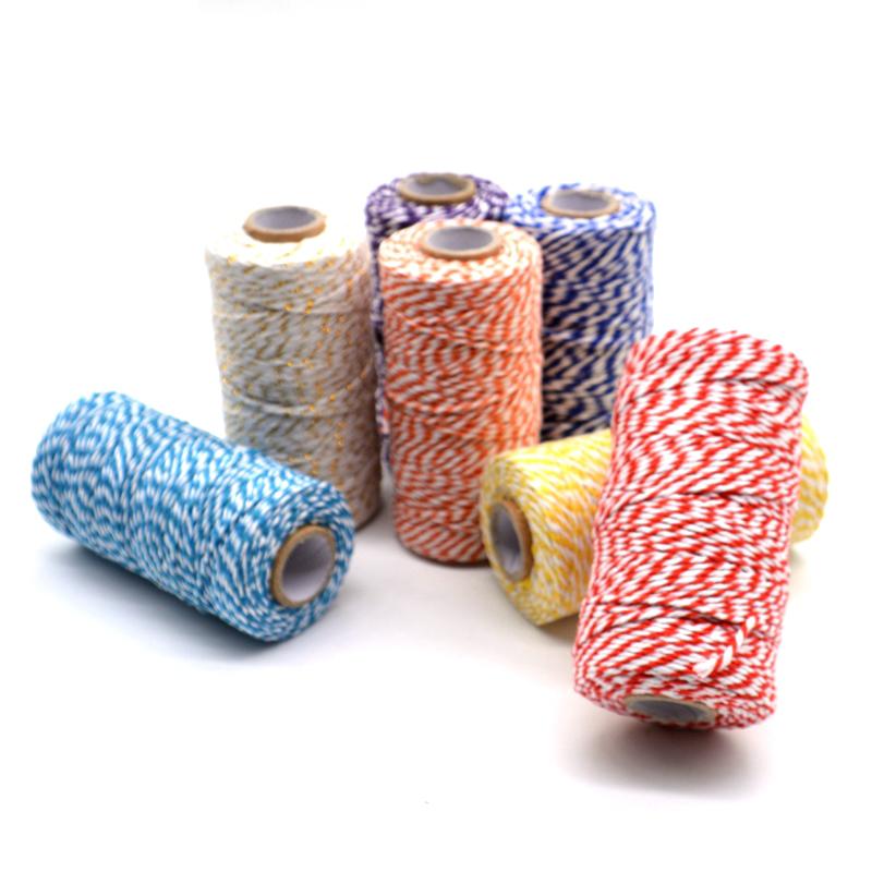 Sfoară Bumbac Bicolor 2mm 10 yarzi Sfoară Bakers Twine Fir Bumbac pentru Decor Acasă Handmade DIY Ambalare Cadou Crăciun
