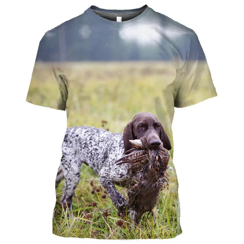 Duck Hunting Dog Pattern Men's T-shirt 3D Animal Print Short Sleeved Top Harajuku Style Comfortable Casual Streetwear