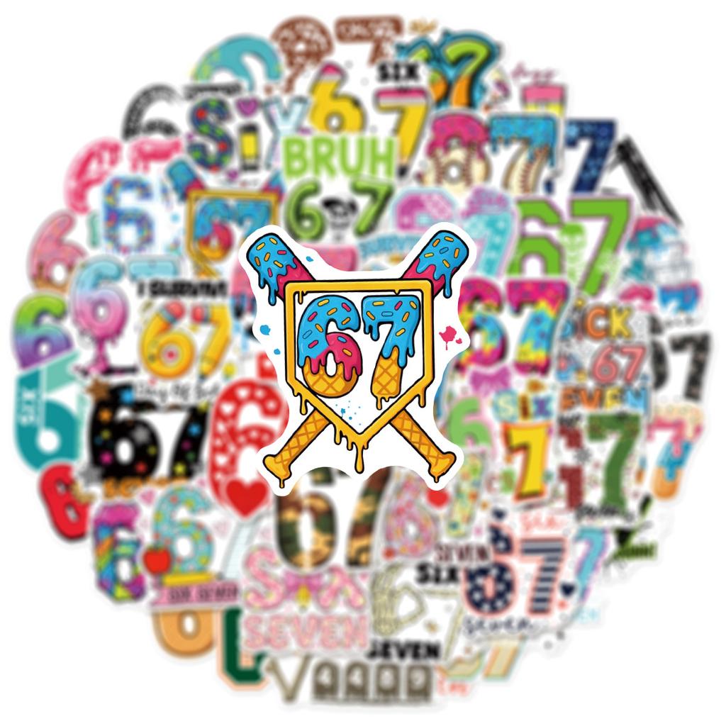 100PCS Cartoon Fun Numbers 6-7 Graffiti Stickers Waterproof for Luggage Water Cups Scooter