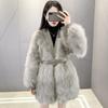 Tuscan Fur Coat Women's Medium and Long Collar Winter Locomotive Style Thickened Light Fashion Coat